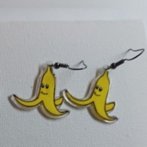 4/$60 New Mario Kart Yellow Banana Peel Pair of Earrings - Hand-Made